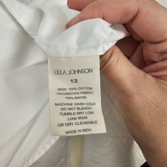 Ulla Johnson Isadora Dress Cowrie White Fit Flare Size 12 100% Cotton Resort NWT - Picture 10 of 11